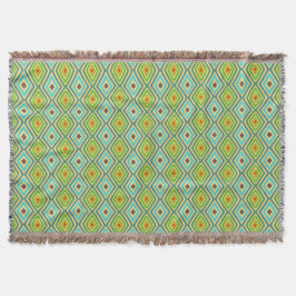 Blauw Groen Koele Tinten Diamant Patroon Deken