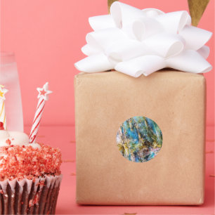 Blauw Groen Labradorite Edelsteen Ronde Sticker