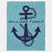 Blauw-groen linnen met rustiek blauw bruiloft anke fleece deken (Voorkant)