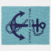 Blauw-groen linnen met rustiek blauw bruiloft anke fleece deken (Voorkant (Horizontaal))