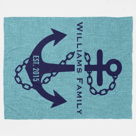 Blauw-groen linnen met rustiek blauw bruiloft anke fleece deken (Voorkant (Horizontaal))