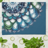 Blauw groen medaillon - Abstract Theedoek (Gevouwen)