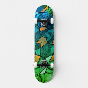 Blauw groen modern expressionisme skateboard