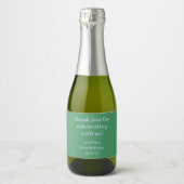 Blauw Groen Moderne Douane 50e Verjaardag Dank u Sparkling Wijnetiket (Voorkant)