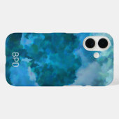 Blauw & Groen Moderne Waterverf Aangepaste monogra Case-Mate iPhone Case (Achterkant (horizontaal))