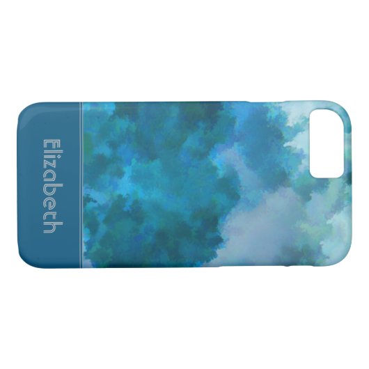 Blauw & Groen Moderne Waterverf Aangepaste monogra Case-Mate iPhone Case (Achterkant (Horizontaal))