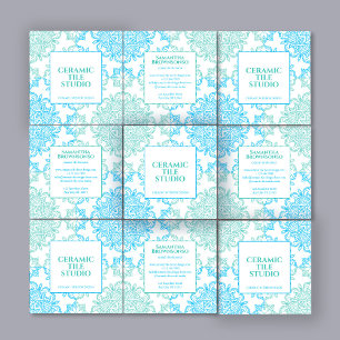 Blauw Groen Naadloos Mozaïek Steekpatroon Vierkante Visitekaartje