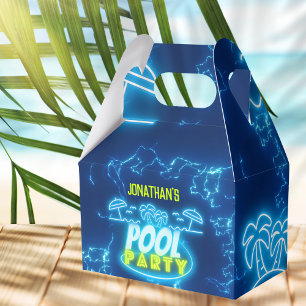 Blauw Groen Neon Gloeiende Jongens Verjaardag Pool Bedankdoosjes