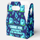 Blauw Groen Neon Gloeiende Ruimte Astronaut Rakett Bedankdoosjes (Geopend)