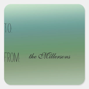 Blauw Groen Ombre Cadeau Label