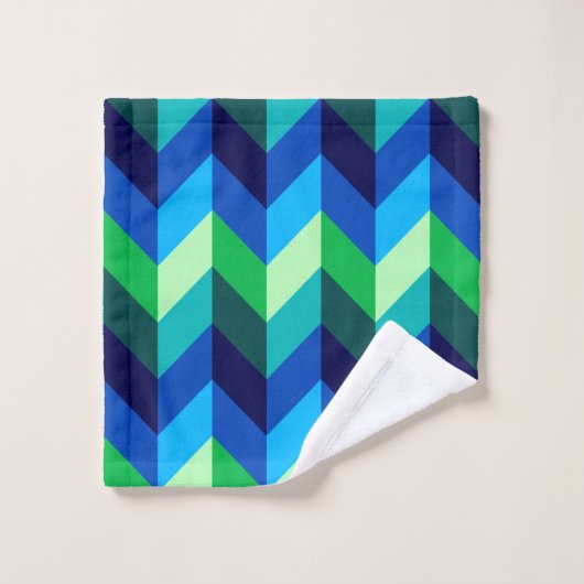 Blauw Groen Ombre Chevrons Badhanddoek Set Bad Handdoek (Wasdoekje)