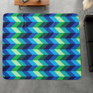 Blauw Groen Ombre Chevrons Grote Sherpa Dekens