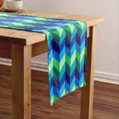 Blauw Groen Ombre Chevrons Grote Tafelloper (Voorbeeld)