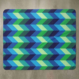 Blauw Groen Ombre Chevrons Medium Sherpa Dekbed Deken