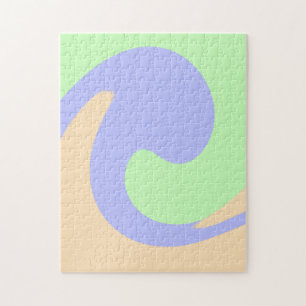Blauw groen ombre vloeibaar marmer boho vet patroo legpuzzel