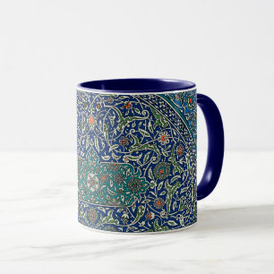 Blauw groen Oranje Blauwgroen Arabisch patroon Mok