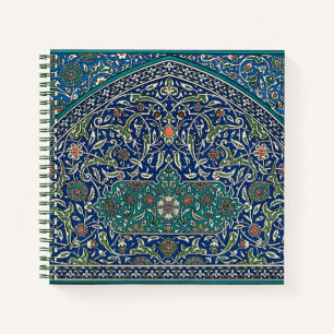 Blauw groen Oranje Blauwgroen  Arabisch patroon Notitieboek