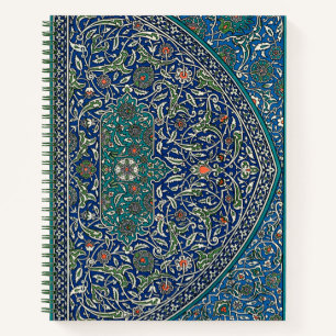 Blauw groen Oranje Blauwgroen  Arabisch patroon Notitieboek
