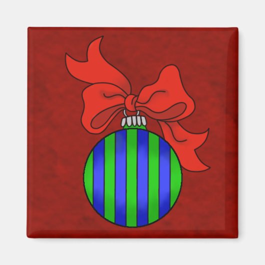 Blauw & Groen Ornament met Rode Rug - Magneet (Voorkant)