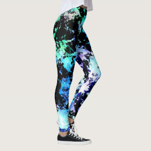 Blauw Groen Paars Verfspat Abstracte Leggings