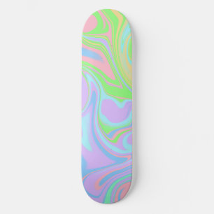 Blauw Groen Paarse Roze Swirl Abstract Design Skateboard
