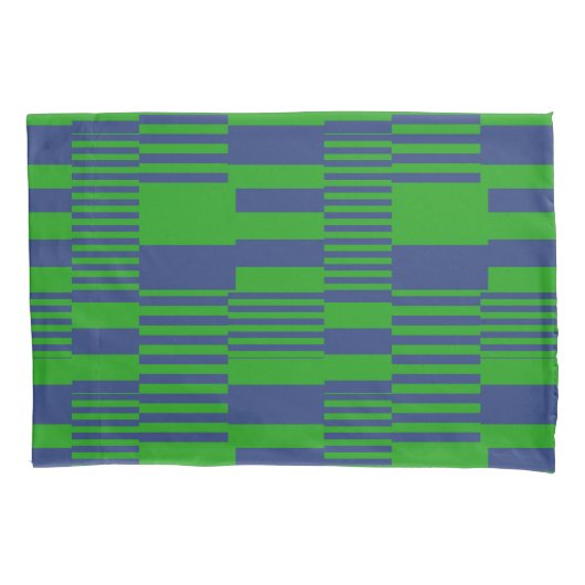 Blauw Groen Patchwork Strepen Design  Kussensloop (Voorkant)