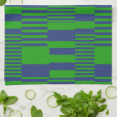 Blauw Groen Patchwork Strepen Design Theedoek (Gevouwen)