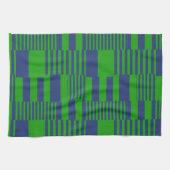 Blauw Groen Patchwork Strepen Design Theedoek (Horizontaal)