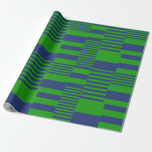 Blauw Groen Patchwork Strepen Ontwerp Cadeaupapier