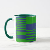 Blauw Groen Patchwork Strepen Ontwerp Mok (Links)