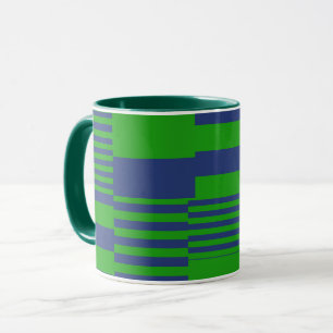 Blauw Groen Patchwork Strepen Ontwerp  Mok