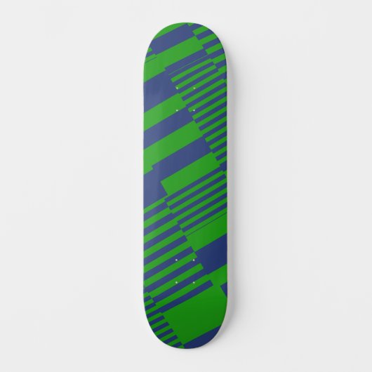 Blauw Groen Patchwork Strepen Ontwerp Skateboard (Voorkant)