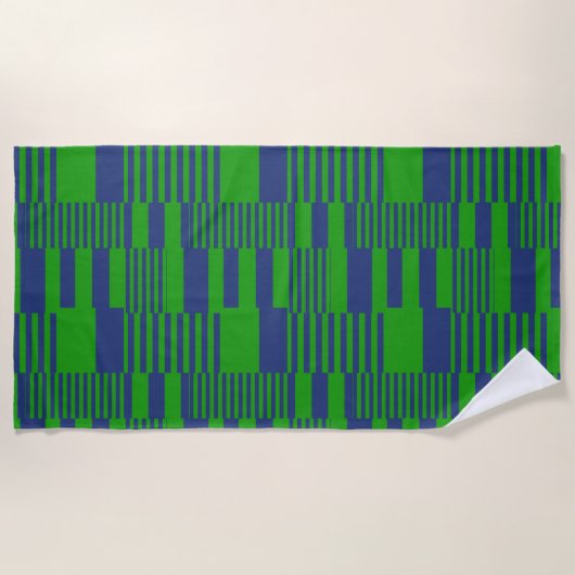 Blauw Groen Patchwork Strepen Ontwerp Strandlaken (Voorkant)