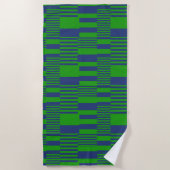 Blauw Groen Patchwork Strepen Ontwerp Strandlaken (Voorkant)