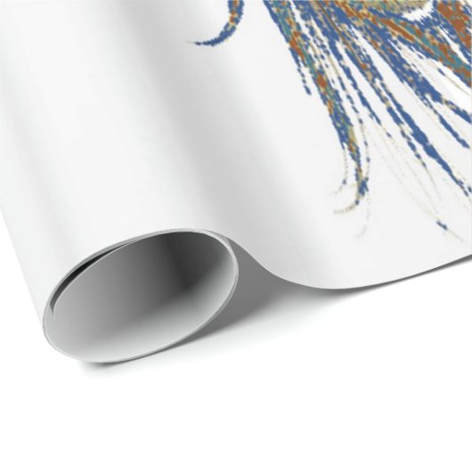 blauw-groen-pauw-veren-kunst- cadeaupapier (Rol Hoek)