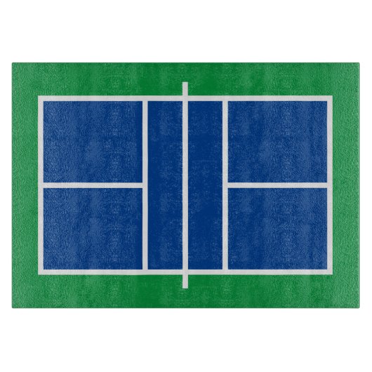 Blauw groen pickleball court aangepaste glazen keu snijplank (Voorkant)
