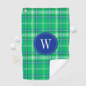 Blauw & Groen Plakken Golf Monogram Golfhanddoek (Insitu)