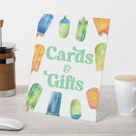Blauw Groen Popsicle Party Kaarten & Geschenken Ta Reclamebord Met Voetstuk (Insitu)