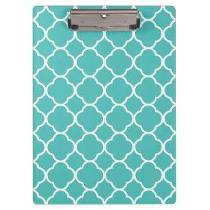 Blauw-groen Quatrefoil-patroon Klembord