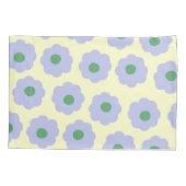 Blauw Groen Retro Y2K Speels Pastel Bloempatroon Kussensloop (Achterkant)