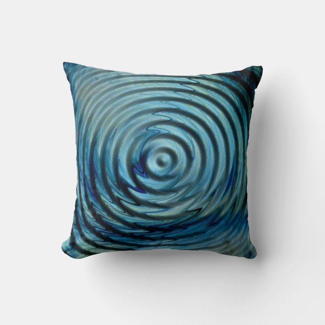 Blauw groen ripple-effect kussen (Voorkant)