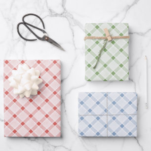 Blauw Groen Rood Roze Chic Strepen Verjaardag Inpakpapier Vel