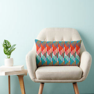 blauw, groen, rood, wit en oranje geometrisch kussen