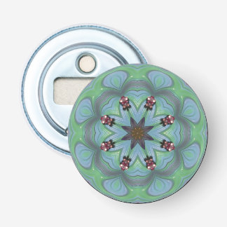 Blauw Groen Roze 3D Patroon ~ Button Flesopener
