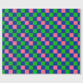 Blauw Groen Roze Geruit Patroonontwerp  Cadeaupapier (Vlak)