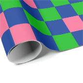 Blauw Groen Roze Geruit Patroonontwerp  Cadeaupapier (Rol Hoek)