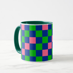 Blauw Groen Roze Geruit Patroonontwerp Mok