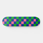 Blauw Groen Roze Geruit Patroonontwerp  Skateboard (Horizontaal)