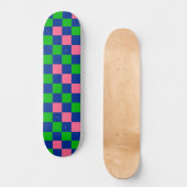 Blauw Groen Roze Geruit Patroonontwerp  Skateboard (Voorkant)