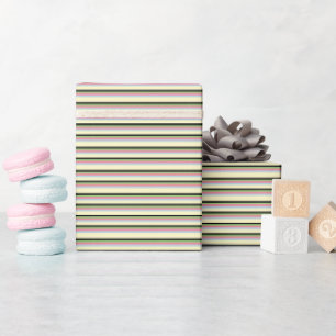 Blauw Groen Roze Zwarte Strepen Modern Elegant Cadeaupapier